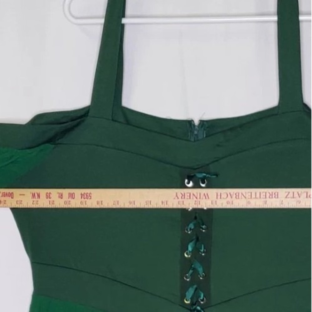 Fairycore Whimsigoth Dress 4XL Green Lace-Up Strappy Cold Shoulder‎ Renaissance - Picture 3 of 13
